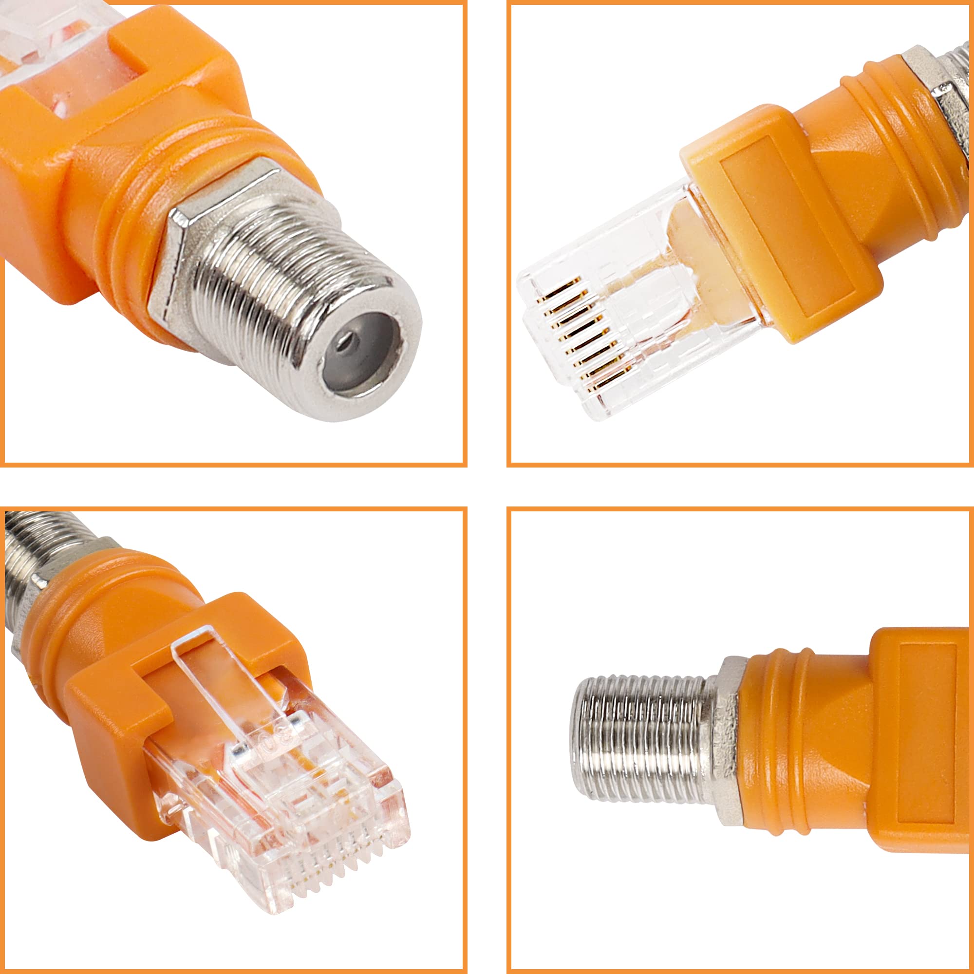 CERRXIAN 4 Pièces RF Vers RJ45 Convertisseur Coaxial RF Femelle Vers RJ45 Mâle Adaptateurs De Baril Coax Pour Testeur De Ligne