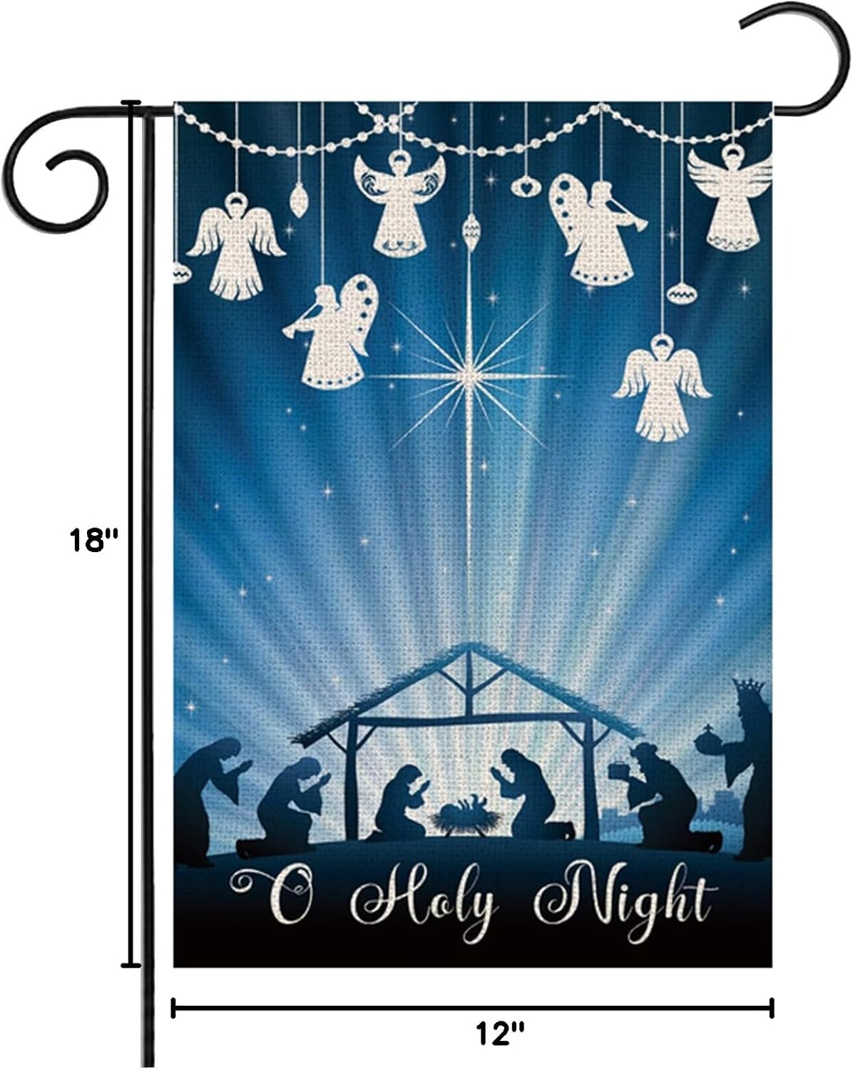 Merry Christmas Garden Flag, Nativity Christ O Holy Night Christian Small Burlap Flag, 12 x 18in Double Sided Christmas Winter Holiday Church Decor Mini Flag Porch Decoration Yard Flag-QZ05 - Image 8