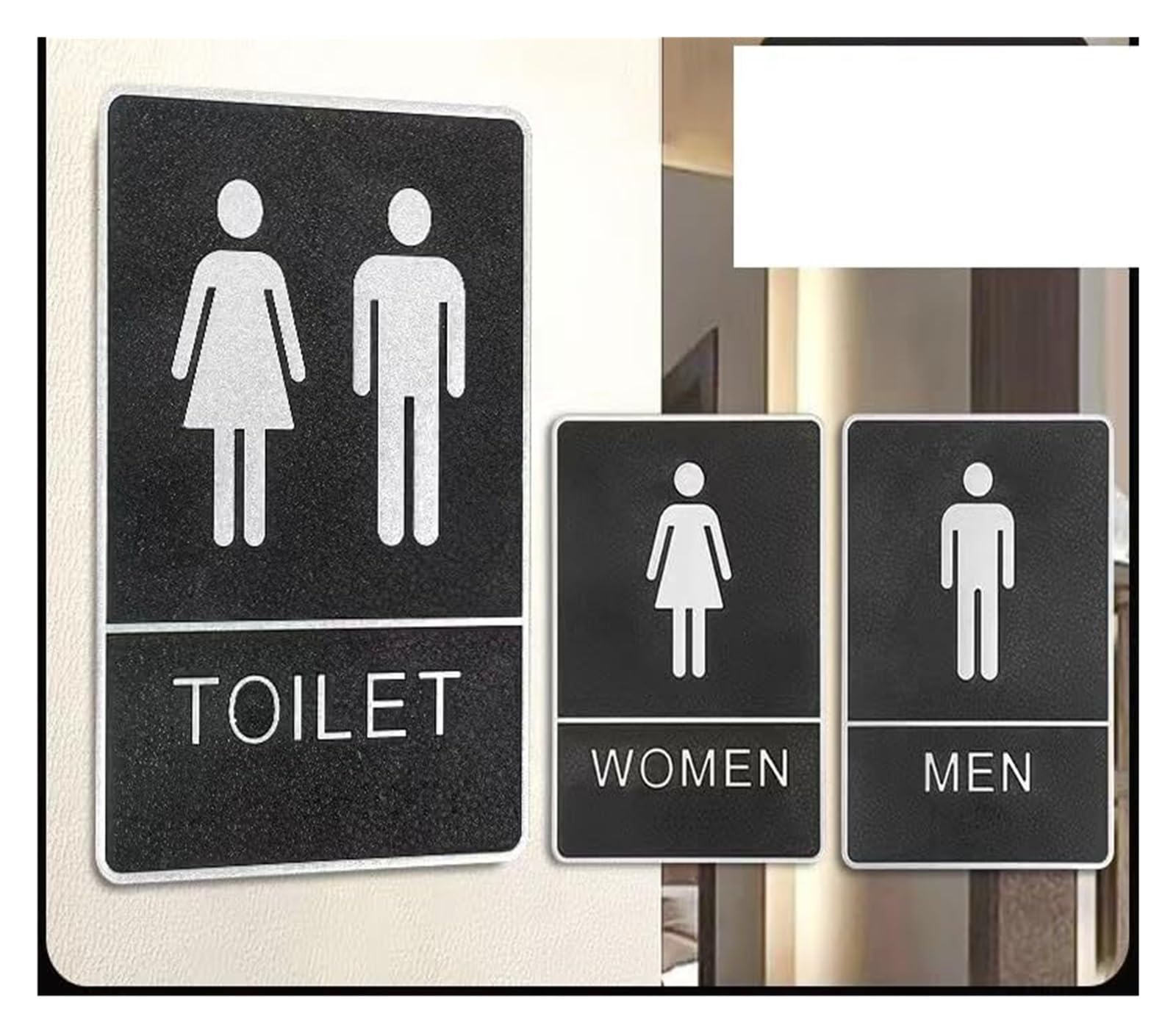 Wandschild for Badezimmer-/Toiletten-/WC-Tür, Toilettenschild, Unisex-WC-Badezimmertürschild, Tafel, Waschraumschild, Wandaufkleber, Klebekarte, for Badezimmer-Beschilderungsplatte zur Wandmontage(Wom