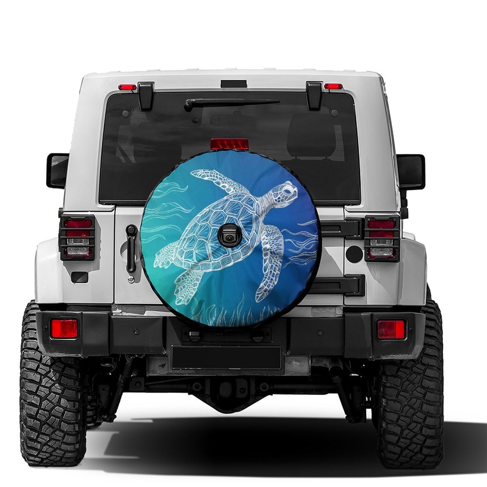 Dujiea Gradient Sea Turtle Spare Tire Cover with Backup Camera Hole, Universal Wheel Tire Cover Tire Protectors for Trailer Rv SUV Truck Camper and Many Vehicle 16inch
