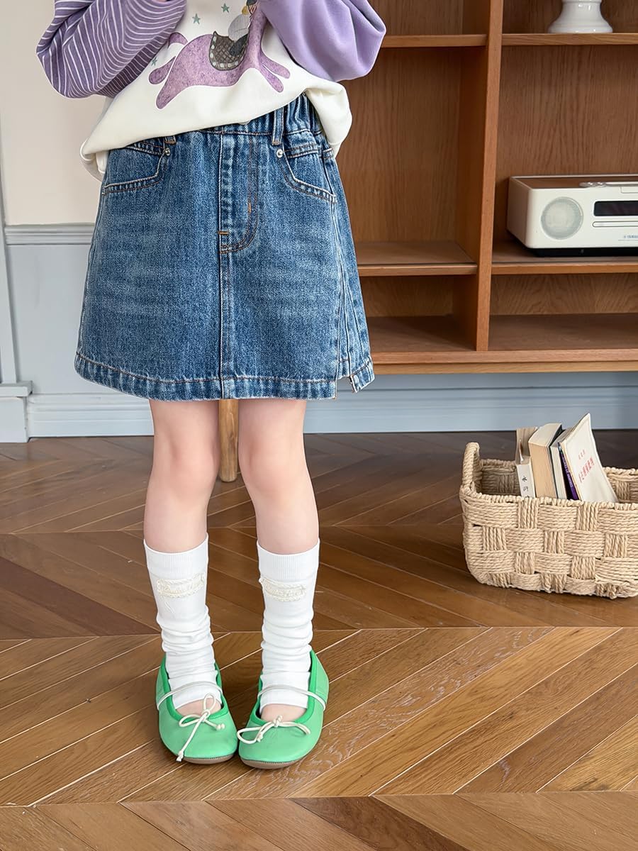 Blue Jeans Skirt for Girls with Shorts Kid Denim Skorts