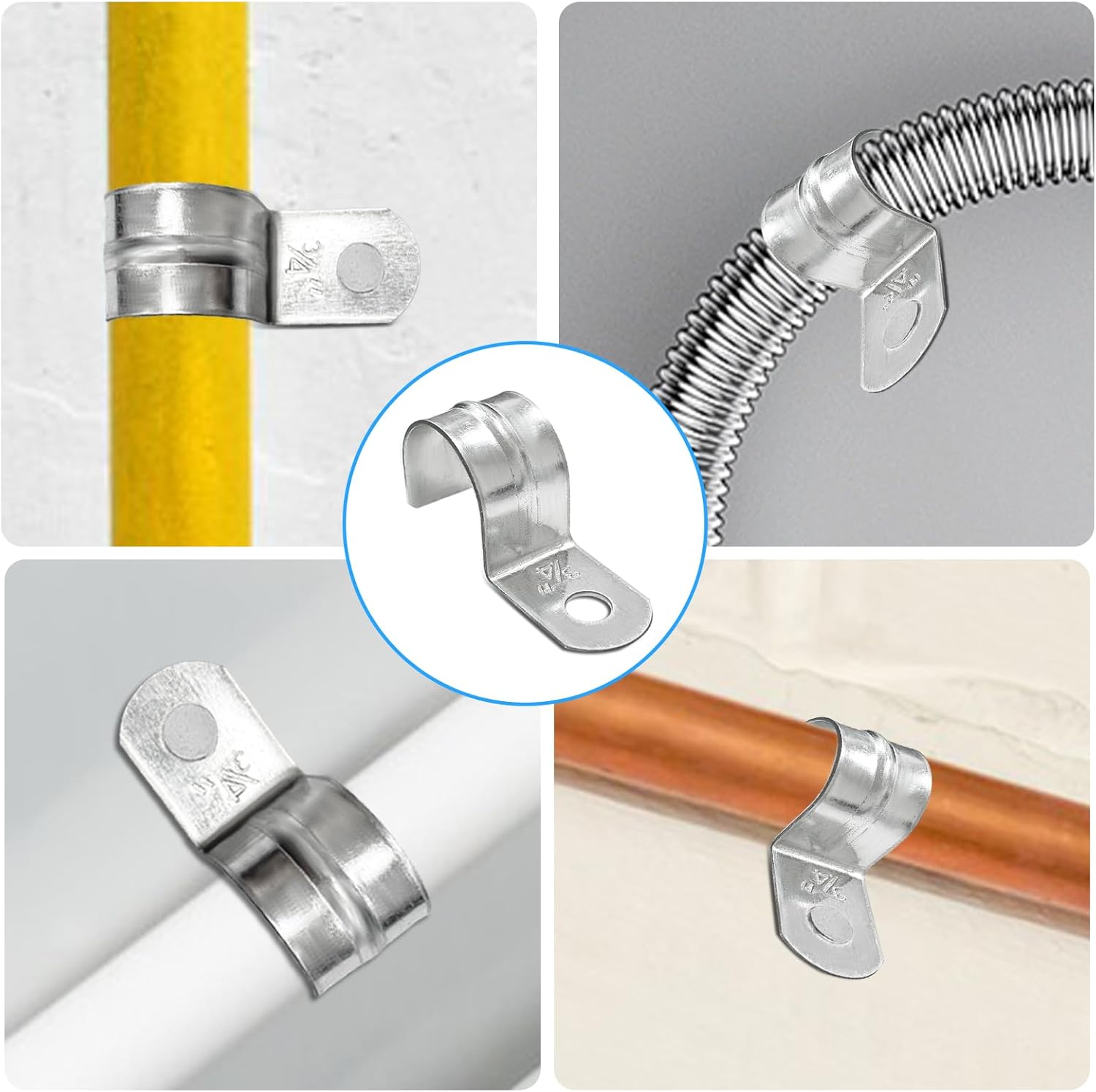 1 Hole 1 Inch Pipe Strap - Reinforced Rib For Extra Strength Pipe Fixing- Zinc-Plated Steel Pipe Strap Clamp For EMT Conduit - Snap-On Installation - Pack Of 25