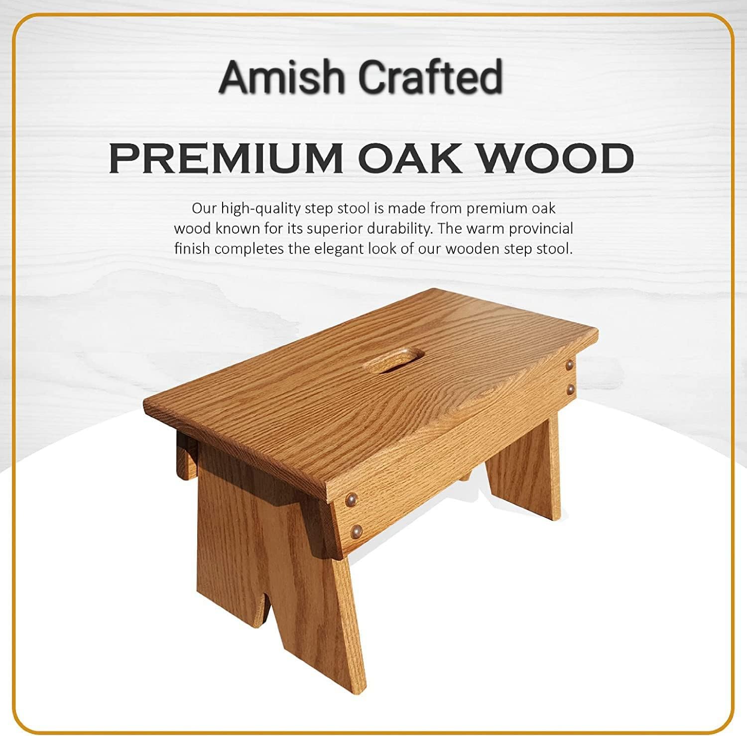 Step Stool | Handmade Amish Step Stool for Adults| Kitchen Step Stool| Solid Oak Wooden Stool for Bedroom, Living Room, or Bathroom| Wooden Step Stool for Adults (Provincial)