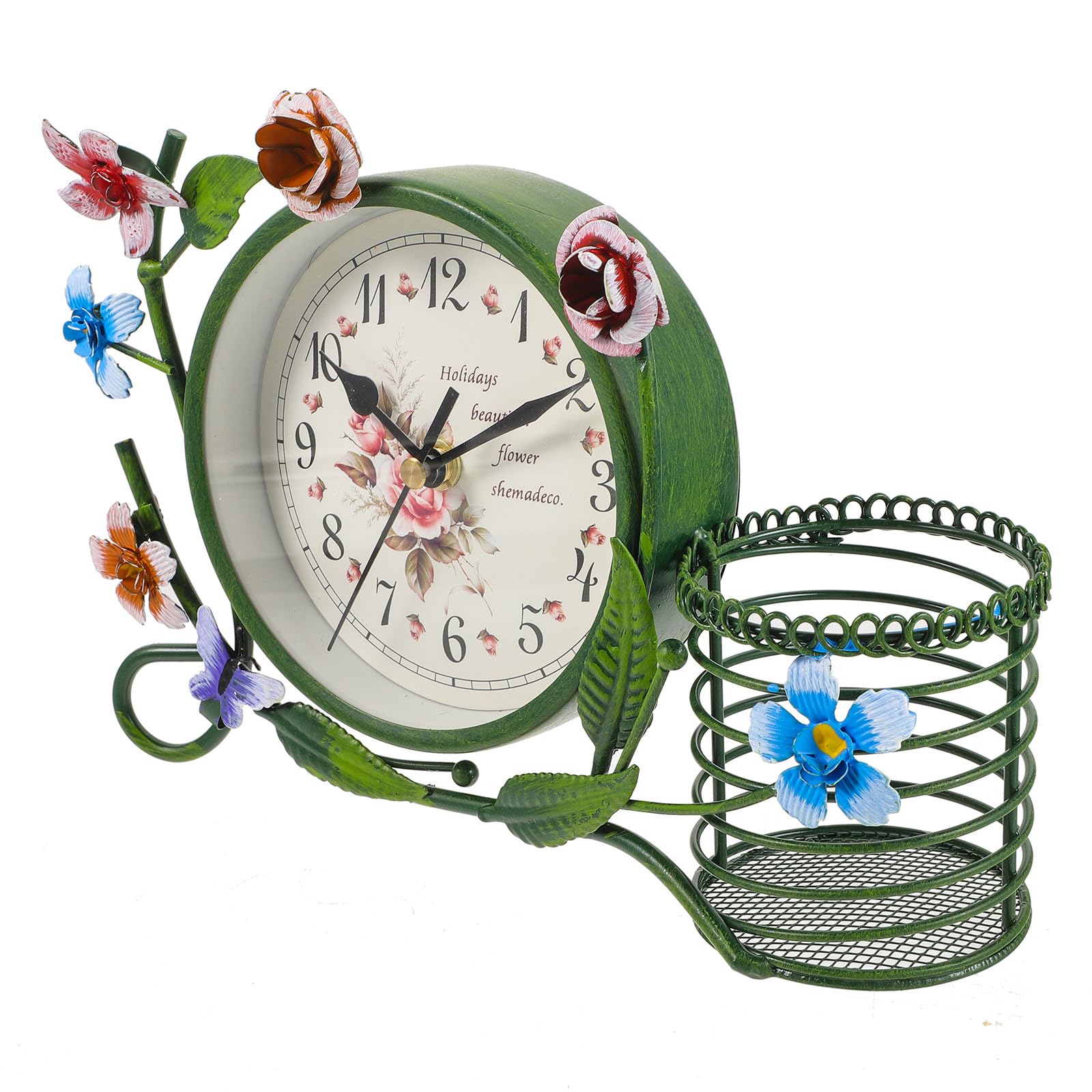 Reloj de escritorio silencioso HEMOTON de hierro vintage verde para mesa