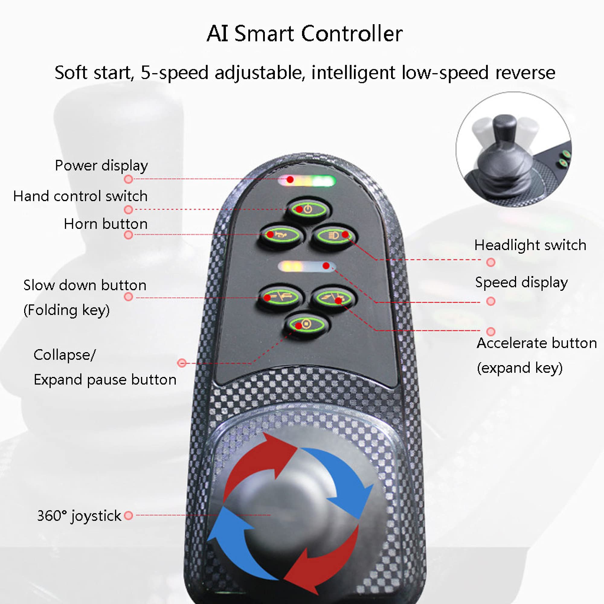 Silla de Ruedas eléctrica Ligera Power Mobility Smart Aid Silla de Ruedas, Plegable automático, Comodidad Estable