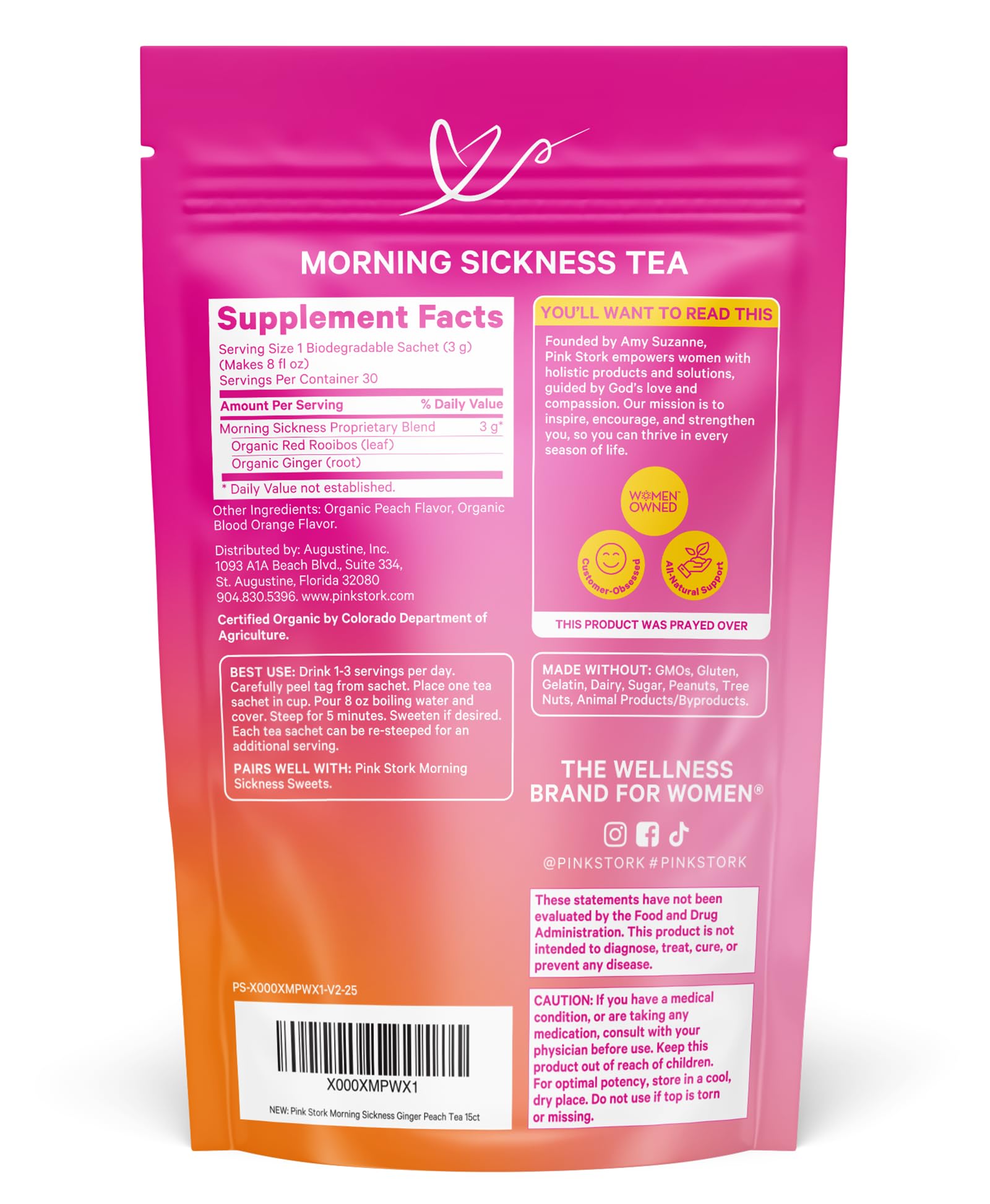 Pink Stork Organic Morning Sickness Pregnancy Tea, Ginger Peach, 15 Sachets — Amazon image 8