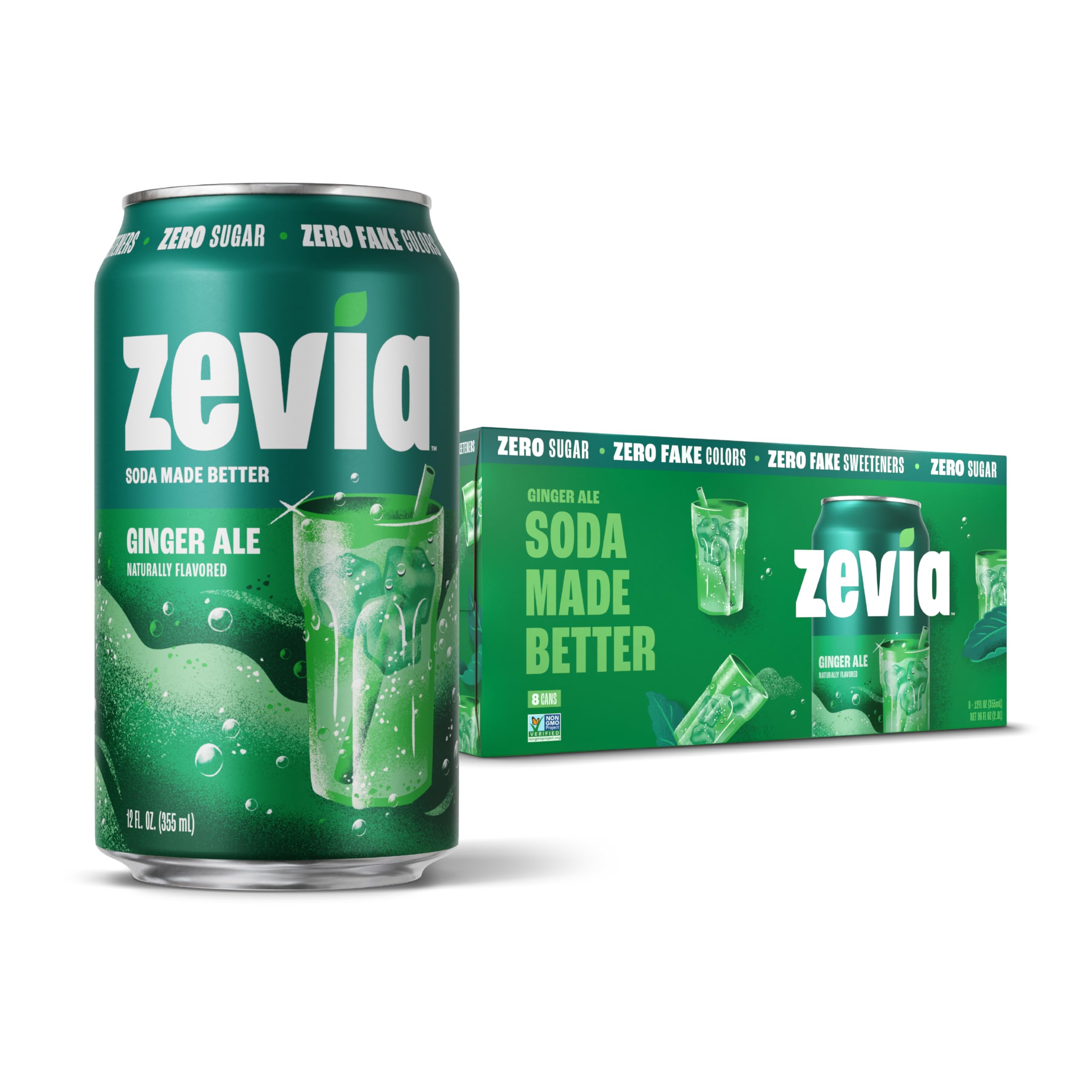 Amazon.com : Zevia Zero Sugar Soda, Ginger Ale, 12 oz Cans (8-Pack
