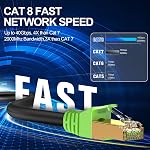 Cat8 Ethernet Cable 300Ft LEKVKM S/FTP Outdoor&Indoor Heavy Duty High Speed Cat8 LAN Network Cable 40Gbps 2000Mhz with Gold Plated RJ45 Connector Weatherproof Resistant for PC