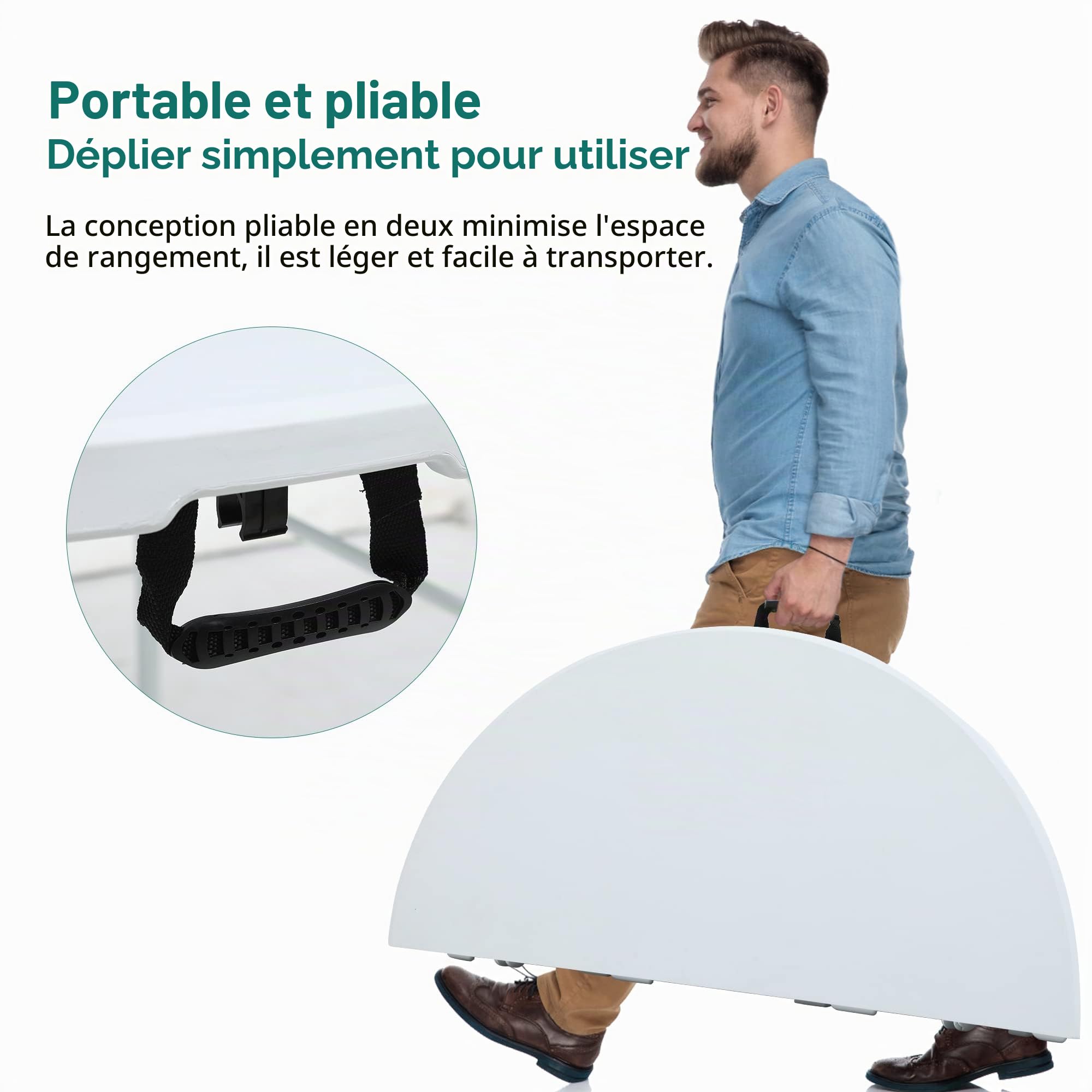 YITAHOME Table Pliante Ronde de 122 cm pour extérieur/intérieur, Table Pliante en Plastique Robuste avec Dessus de Table épais et Cadre en métal Robuste, idéale pour Les fêtes, Les Pique-niques, Le