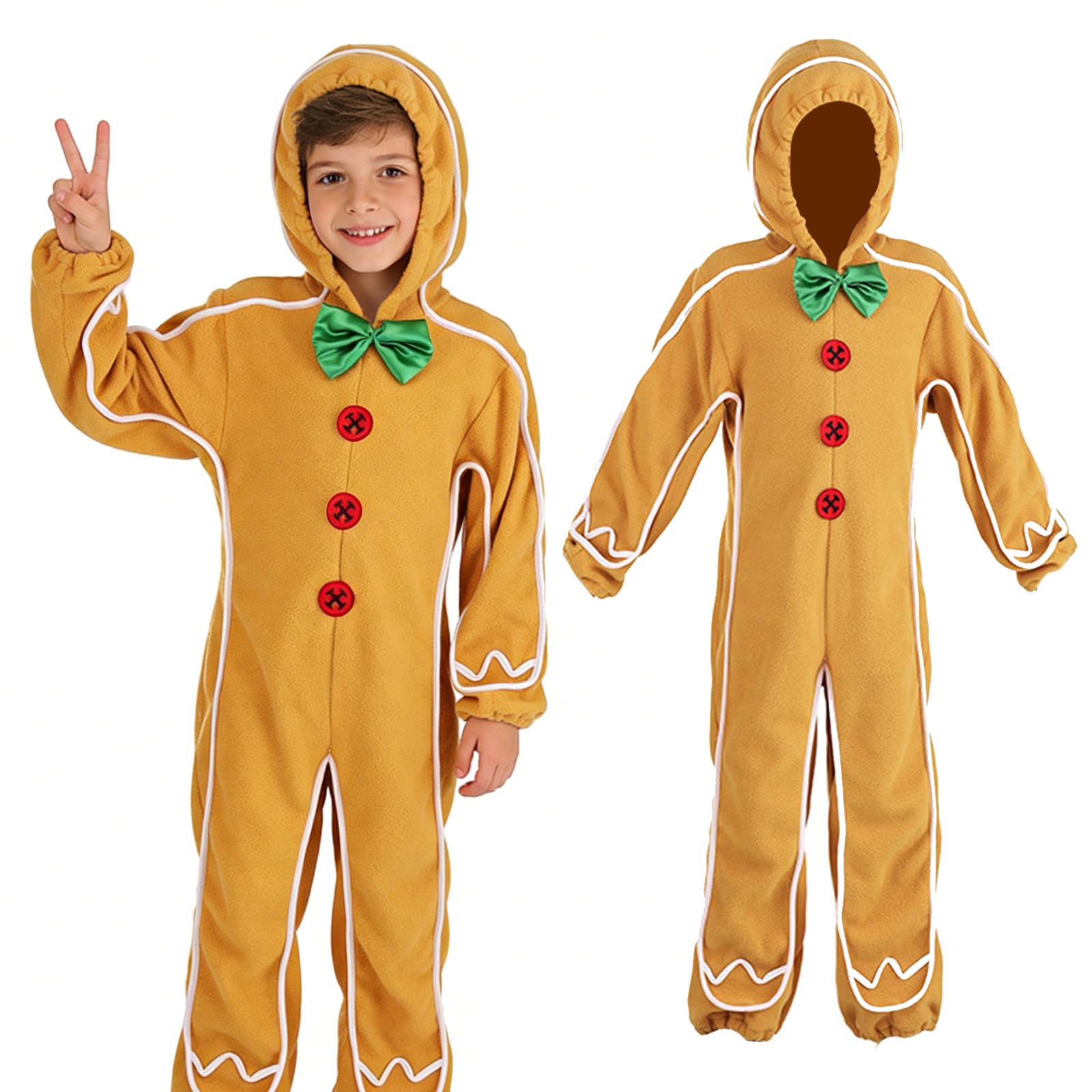 Jeyytyy Gingerbread Man Costume Kids Hooded Gingerbread Onesie Christmas