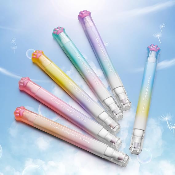 6 Pcs Cute Highlighters, Aesthetic Dual Tip Highlighters Assorted Colors, No Bleed Bible Highlighters, Cute Pastel Highlighter Set for Office School Supplies