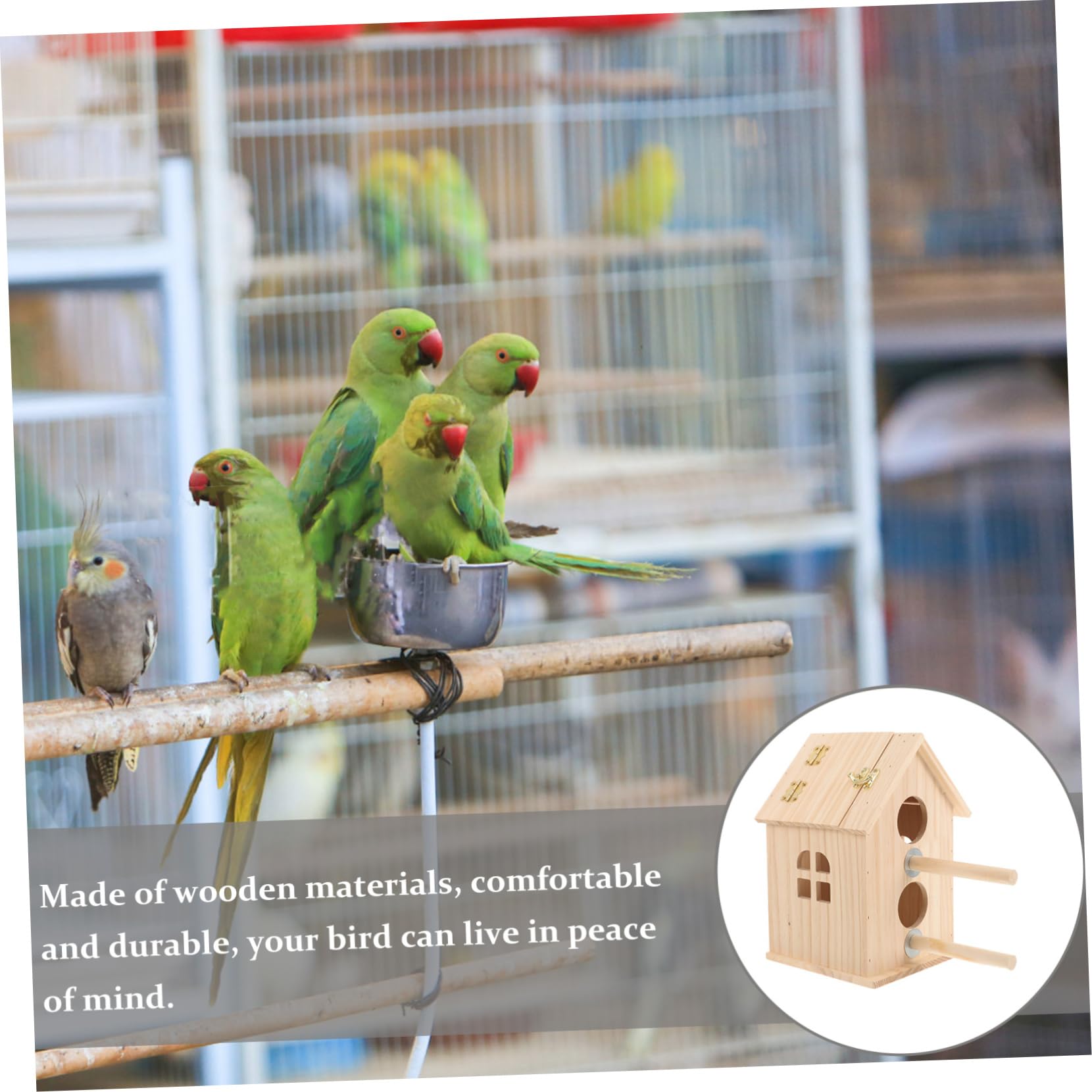 Housoutil Caja Terrario De Aves Nido De Pájaro De Madera Criadero De Madera Casa De Pájaros De Madera Juguetes De Aves para Periquitos Mantener Caliente G5 Pájaro Loro