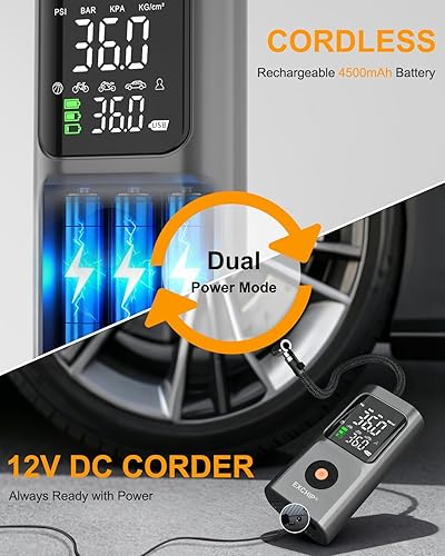 Miniatura 2 de Inflador de neumáticos, compresor de aire portátil, bomba de aire para neumáticos de automóvil, inflador de neumáticos portátil de doble potencia e