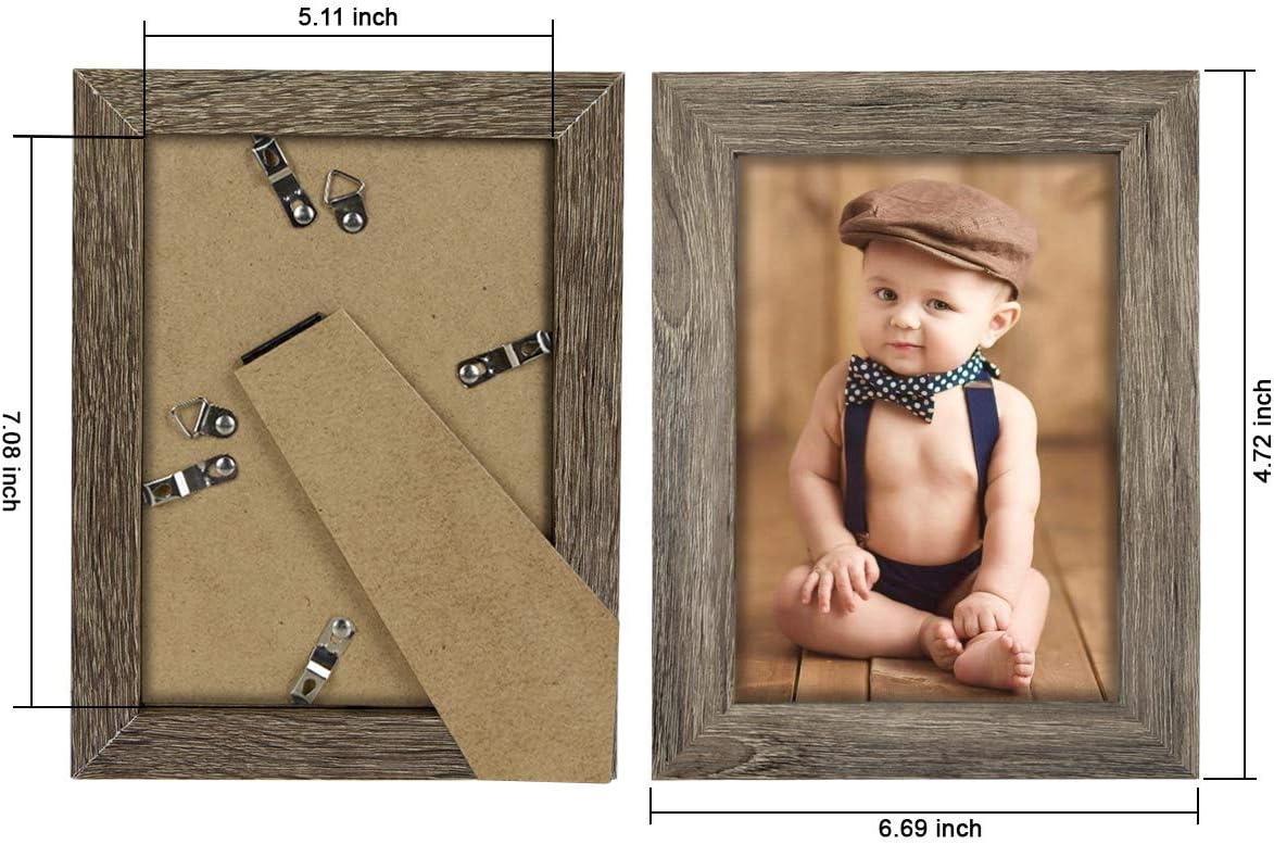 NUOLAN 8x10 Picture Frame, Rustic Gray Wood Pattern Art Photo Frames for Wall or Tabletop Display, Pack of 4 (NL-PF8X10-RG) -