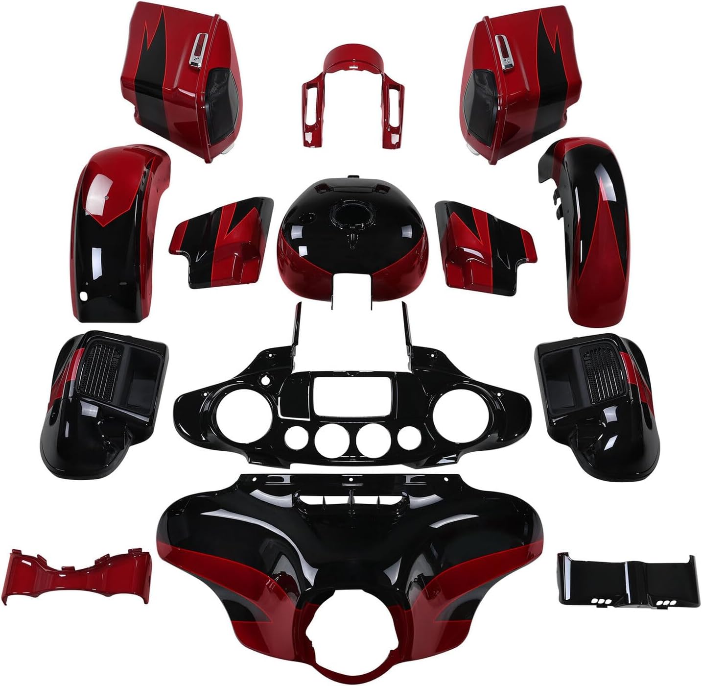 Inner Outer Fairing Saddlebags Side Cover Front Rear Fender Bodykit Bodywork Fit For Harley CVO Street Glide 14-Up Models Dark Slate Starfire Black/Atomic Red
