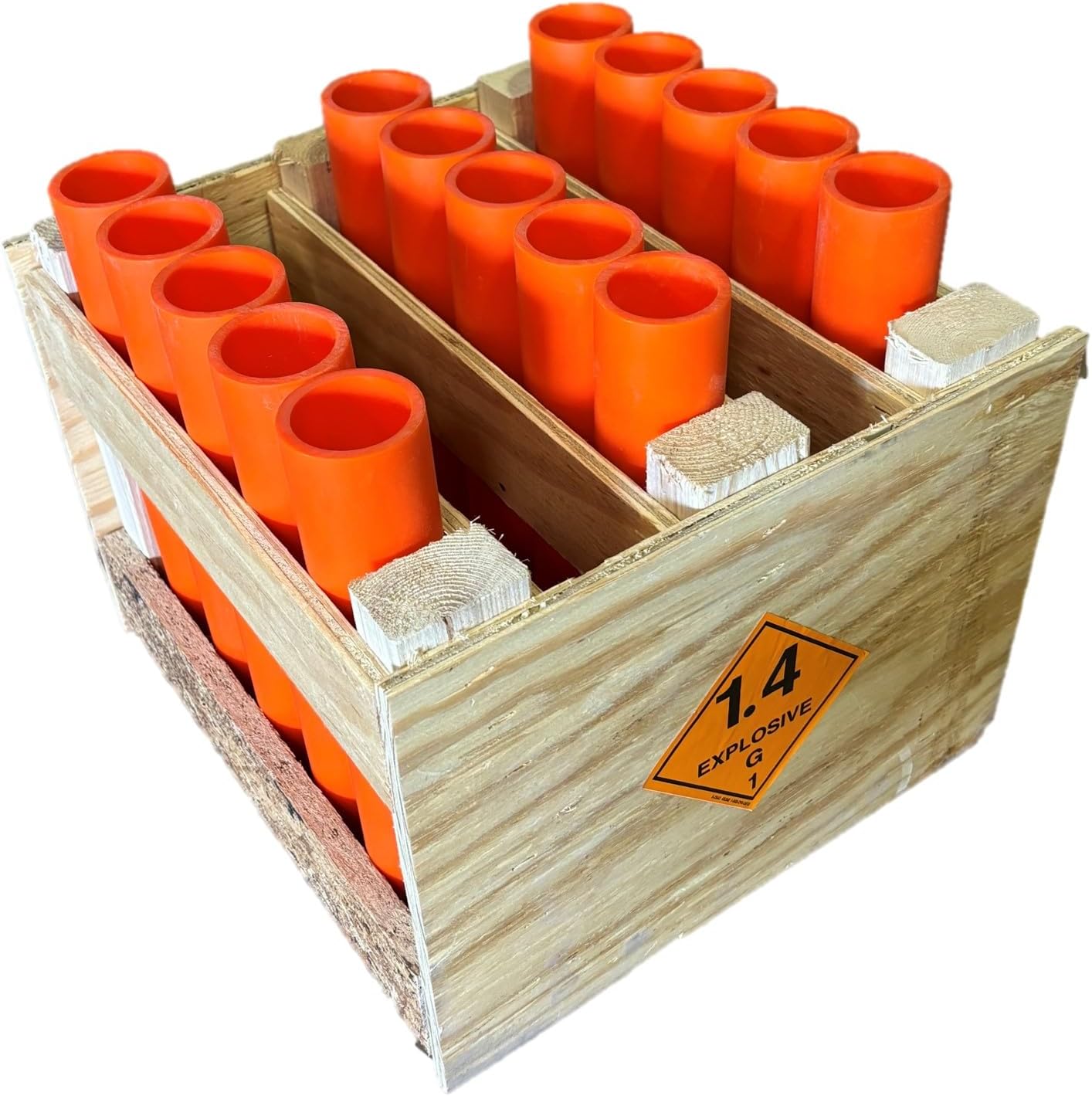 Generic Mortar Rack 15 Shot Straight with HDPE Tubes, Medium, orange