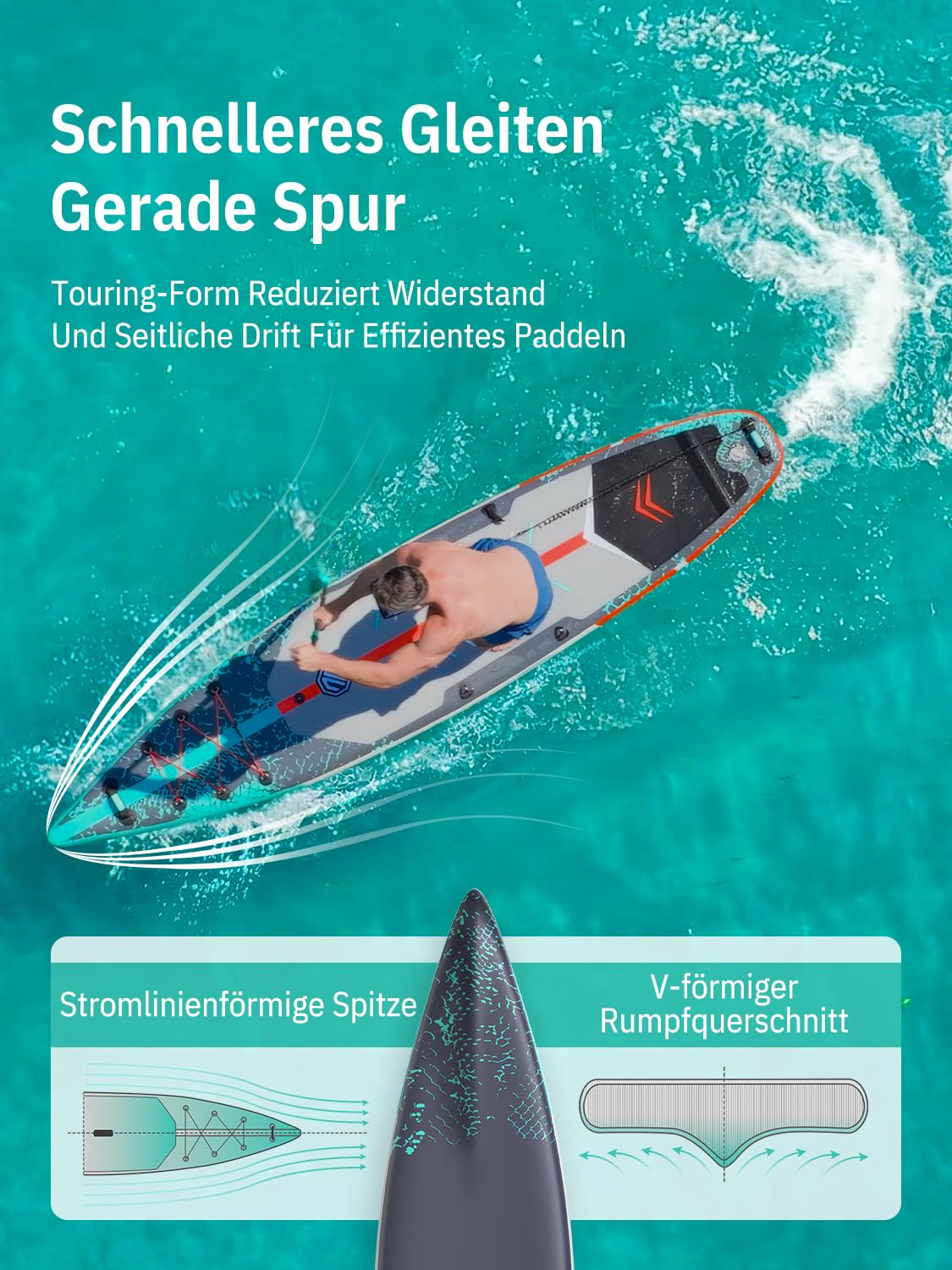 Niphean 380 cm Stand Up Paddling Board, 280 kg Tragfähigkeit Touring SUP Board mit Komplettem SUP-Zubehör&Kickpad, Stabiles Inflatable Paddle Board for Adults Racing-Surfing (Anfängerfreundlich)
