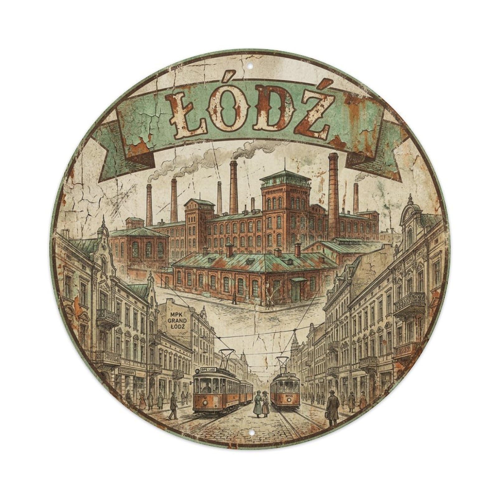Xanthor Style Poland Retro Travel Lodz Metal Tin Sign