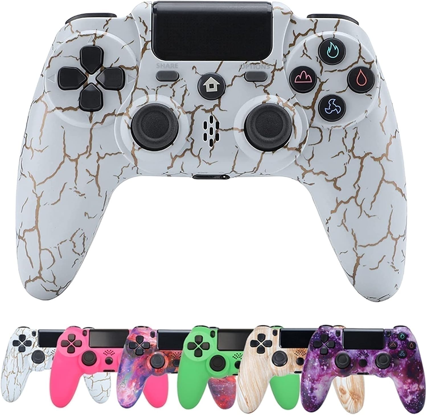 Ps4コントローラー用ワイヤレスコントローラー Playstation4用高精度ジョイスティックbluetoothゲーミングコントローラーを備えた コントローラー二重振動ゲーム 感謝価格 Color Upgraded Burst Version Texture