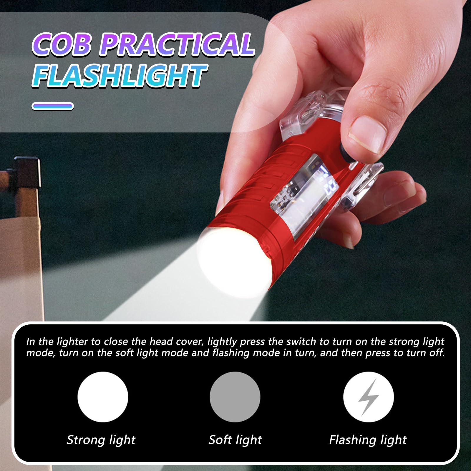 BABOBIU Briquet électrique frais, coupe-vent, étanche, sans flamme, plasma avec affichage LED et lampe de poche pour sortir, randonnée, camping, aventure (rouge)