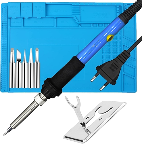 Ferro de Solda 60w Ajustável + Manta Magnética Celular 45x30cm Antiestática (220, Volts)