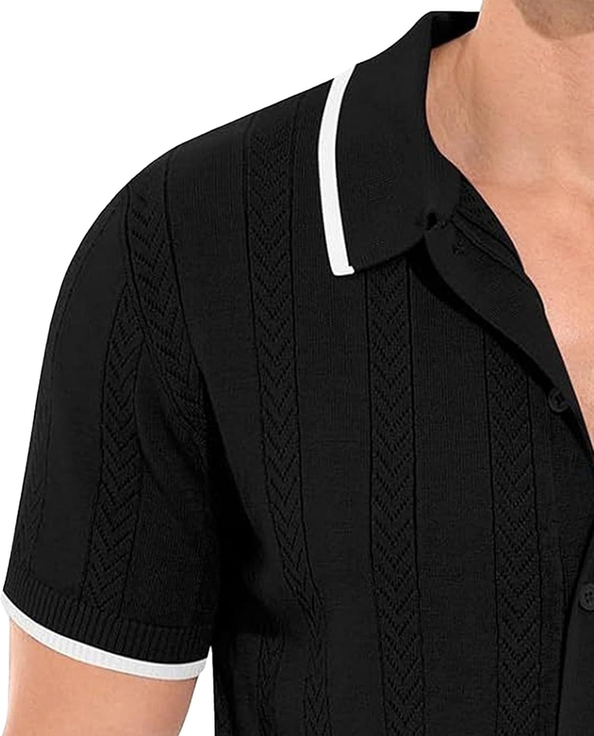 Men's Summer Knit Polo Shirt Short Sleeve Button-Down Shirts for Men Casual Lightweight Breathable Beach Tops