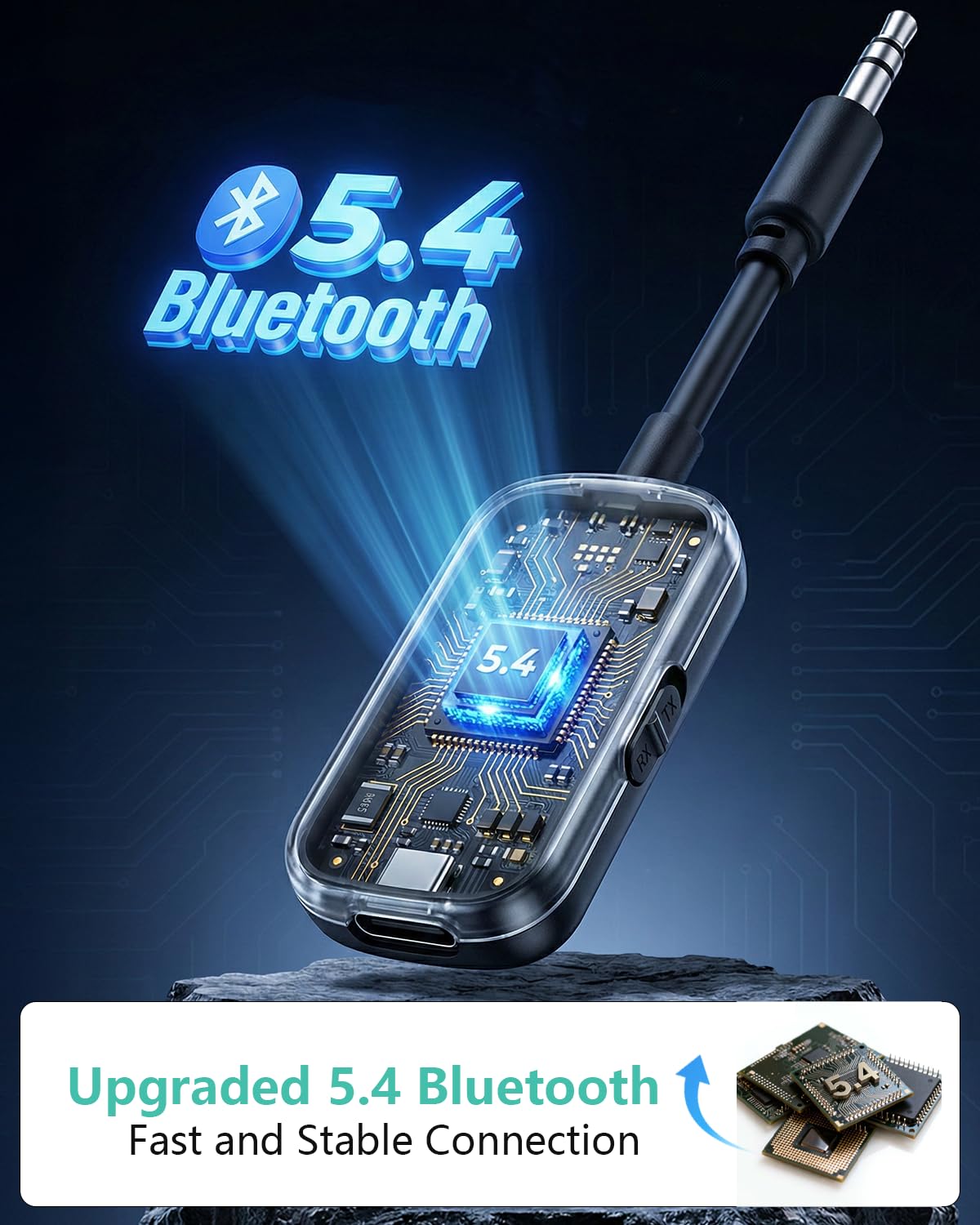 Bluetooth 5.4 nadajnik odbiornik, ORIA Bluetooth Aux Adapter do samolotu, 2 w 1 Blue-Tooth adapter jack 3,5 mm nadajnik odbiornik słuchawki, Bt, TV