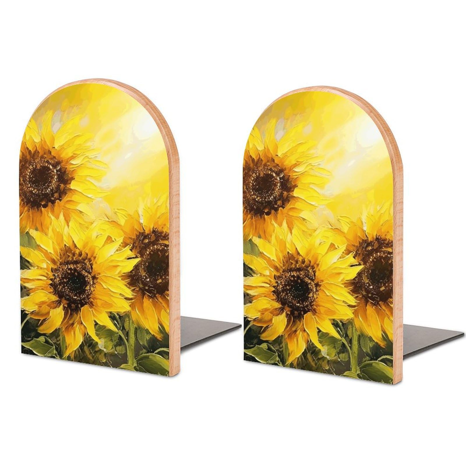 Serre-livres réglables tournesols en bois pour salon et chambre