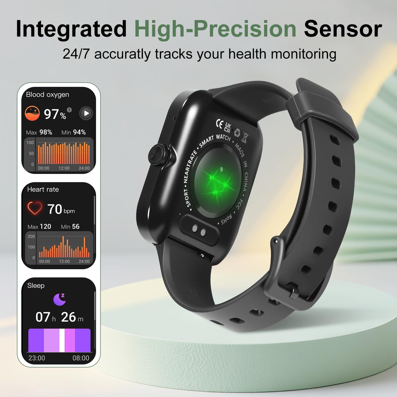 Smartwatch per uomo donna 1.91" Bluetooth Watch Supporta Chiamate 110+ Sport Fitness Tracker con cronometro/pedometro/sonno/cardiofrequenzimetro IP68 Smart Watch