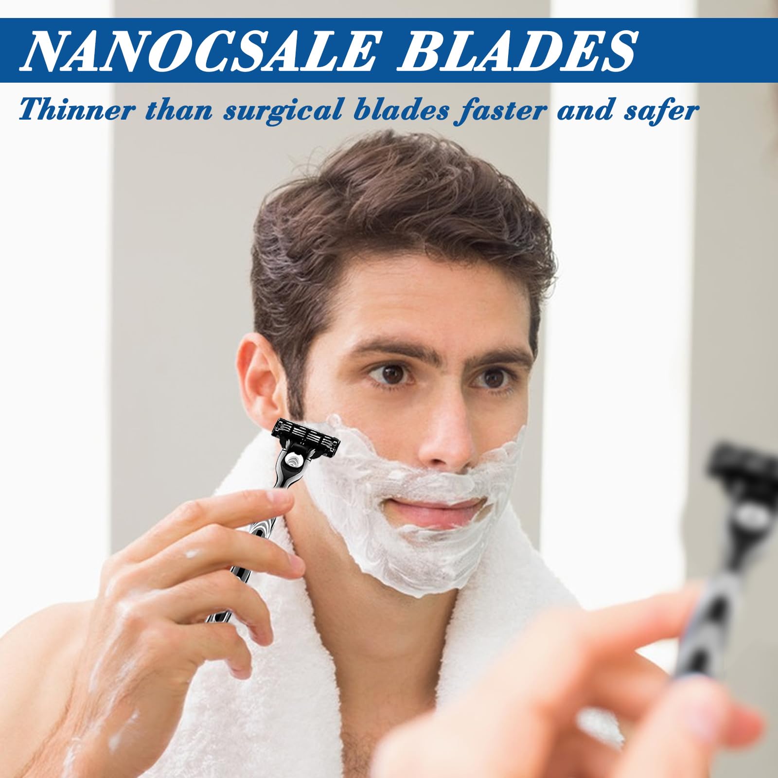 28PCS Mach Ricariche,Lamette Mach,Mach Lamette Ricambio,Rasoio Mach,Lamette Mach Turbo,Mach Safety Razor,Lame da Barba da Uomo,Lametta Barba Professionale,Adatta ai Contorni del Viso