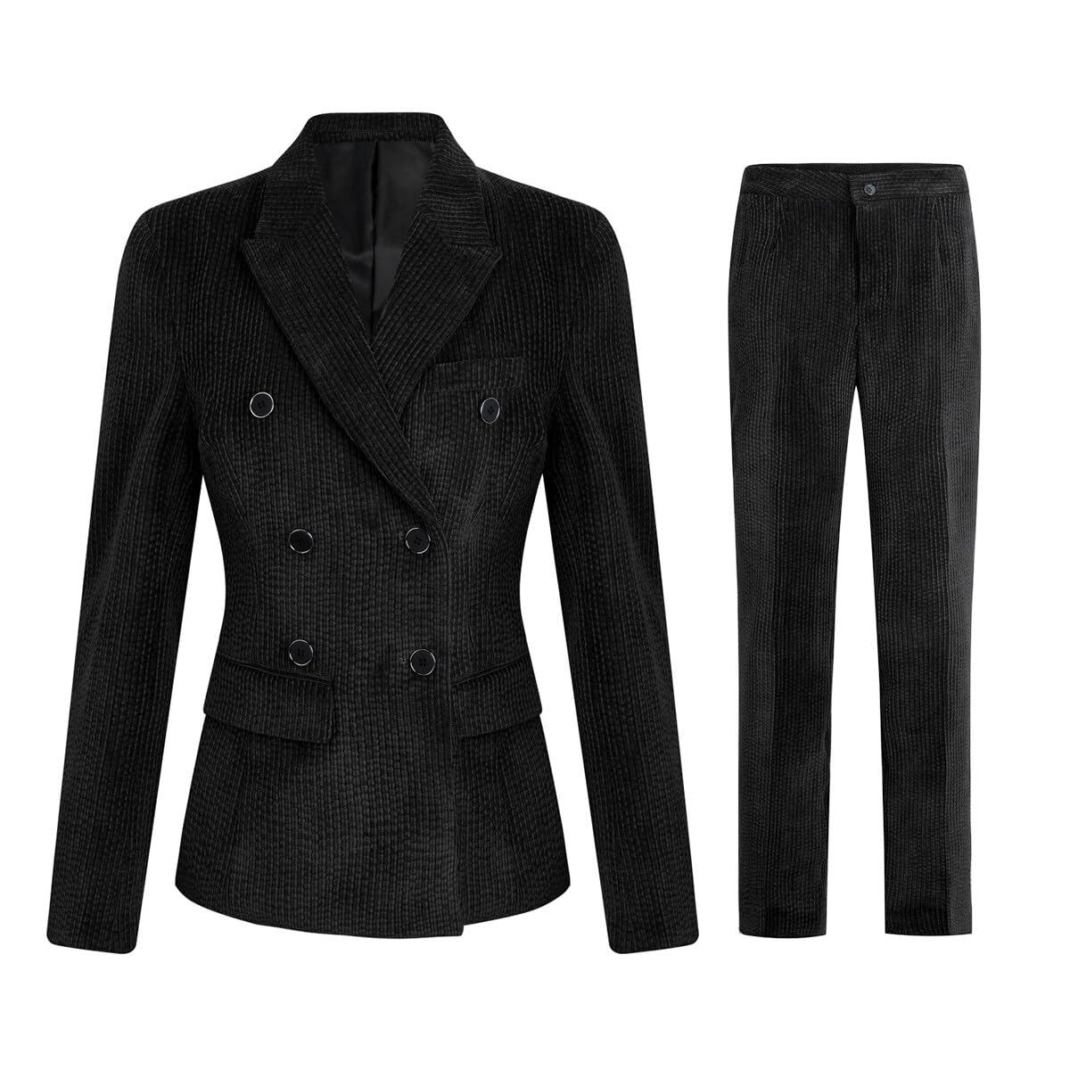 YFFUSHI Dames 2-delig broekpak jas dames formele kantoor zakelijke blazer jas, Zwart, M