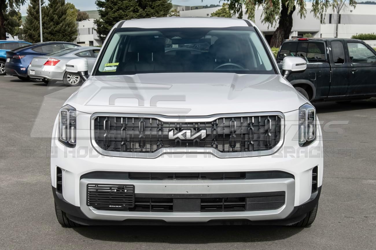 Replacement for 2023-Present Kia Telluride Models | EOS Plate Front Bumper Tow Hook License Plate Relocator Mount Bracket (Full Sized)