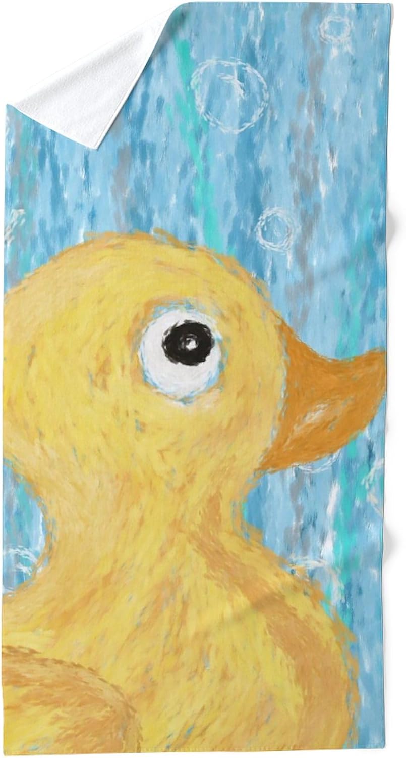 CafePress Yellow and White Rubber Duck, Ducky 30"x60" Absorbent Cotton Back, Soft Beach, Pool Towel