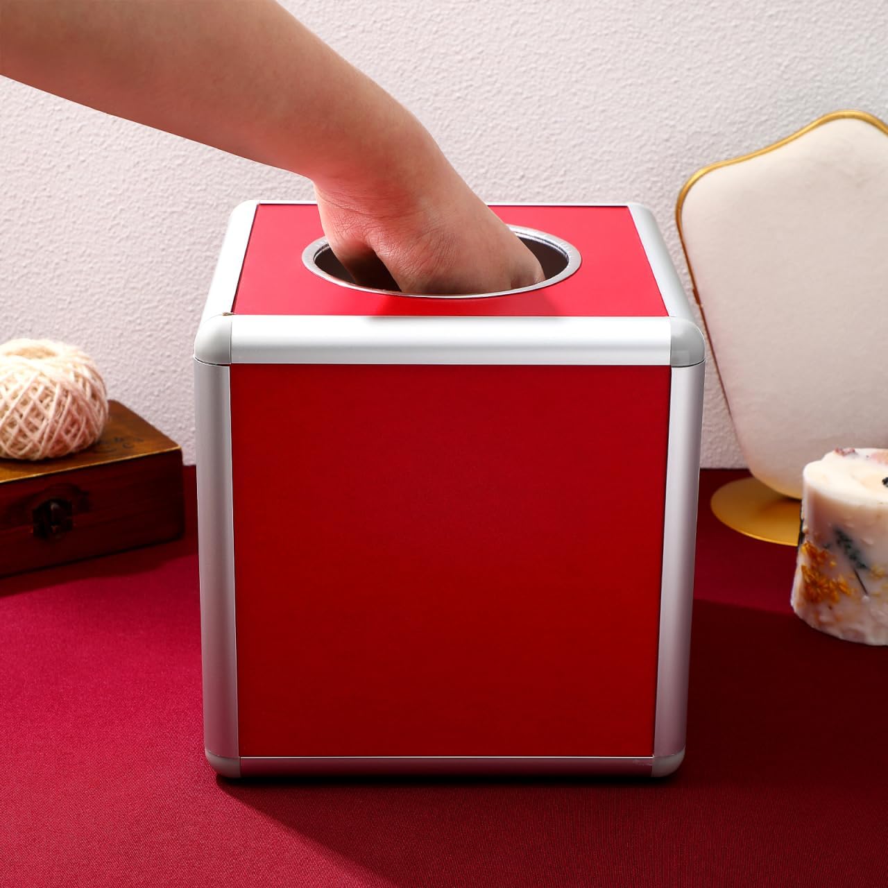 NUOBESTY 20cm Raffle Box Ballot Box Square Raffle Ball Game Card Ball Storage Container Ticket for Business Annual Meeting Fundraising