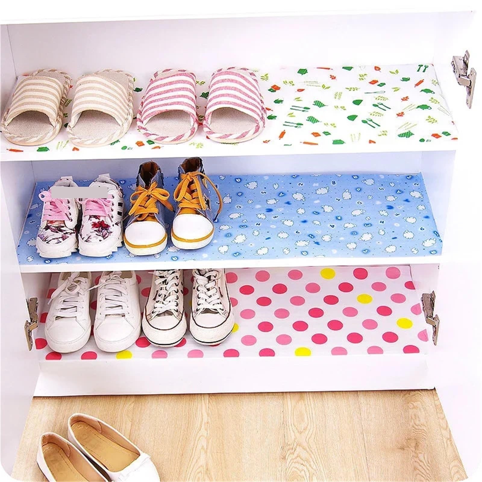 Tapete for cajones reutilizable, 2 rollos, armarios, revestimientos, impermeable, adhesivo for mantel de cocina, for mesa del hogar Para Armario(Red yellow dot)