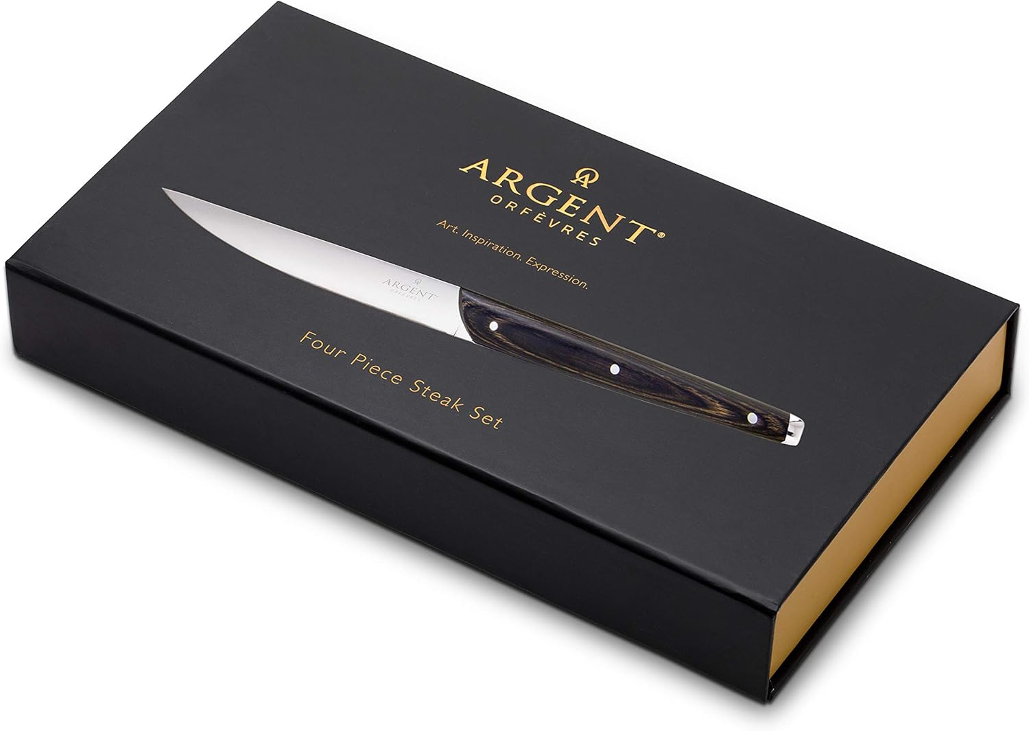 Hampton Forge Epigram Clevedon Pakkawood Cutlery Set, 4 Pieces, Brown/SIlver