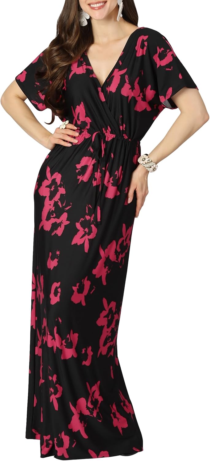 KOH KOH Womens Long Summer Floral Evening Sexy Kaftan Evening Gown Maxi Dress