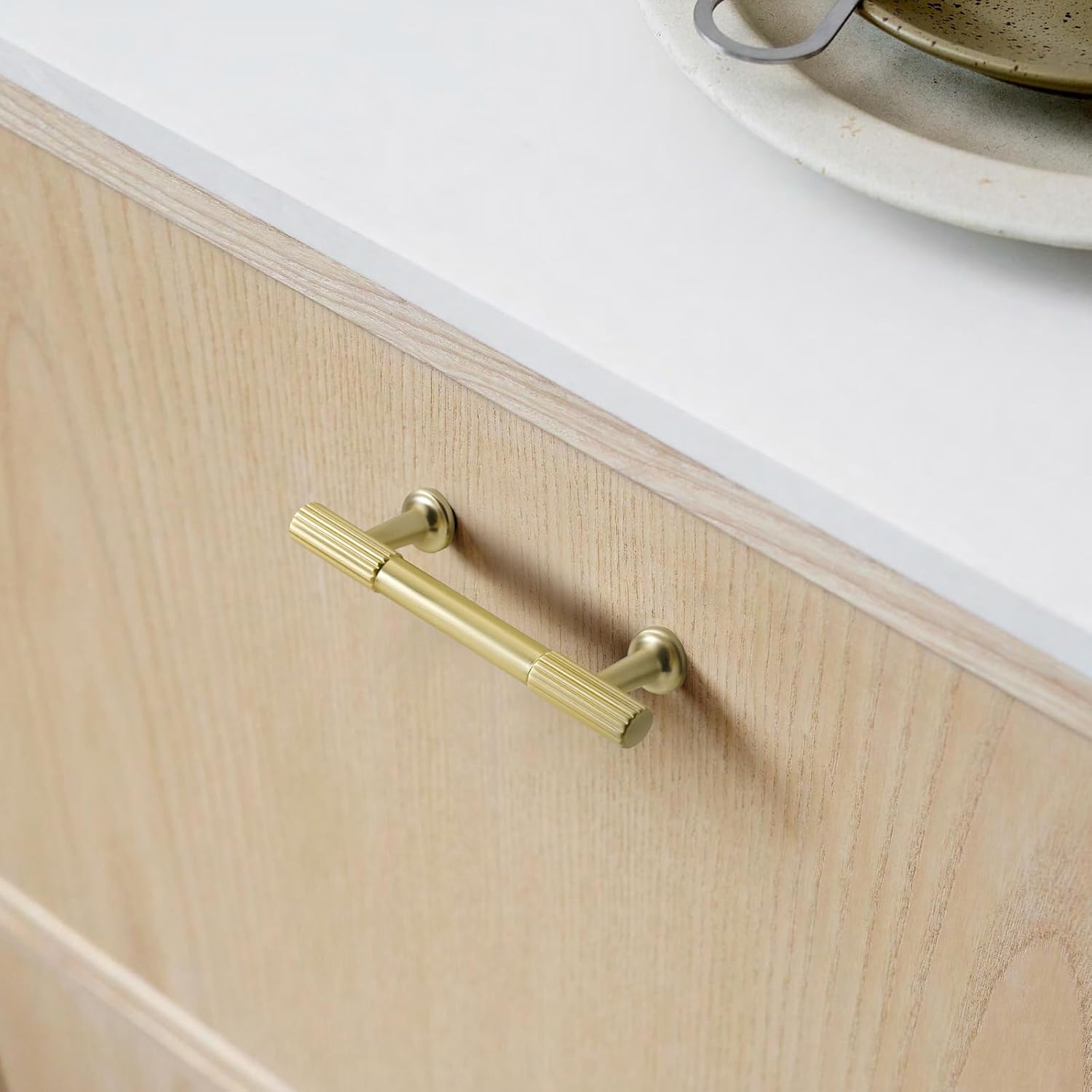5 in (128 mm) Brushed Brass Cabinet Pulls, 10 Pack, Zinc Alloy Kitchen Cabinet Handles for Cupboards, Drawers and Vanities