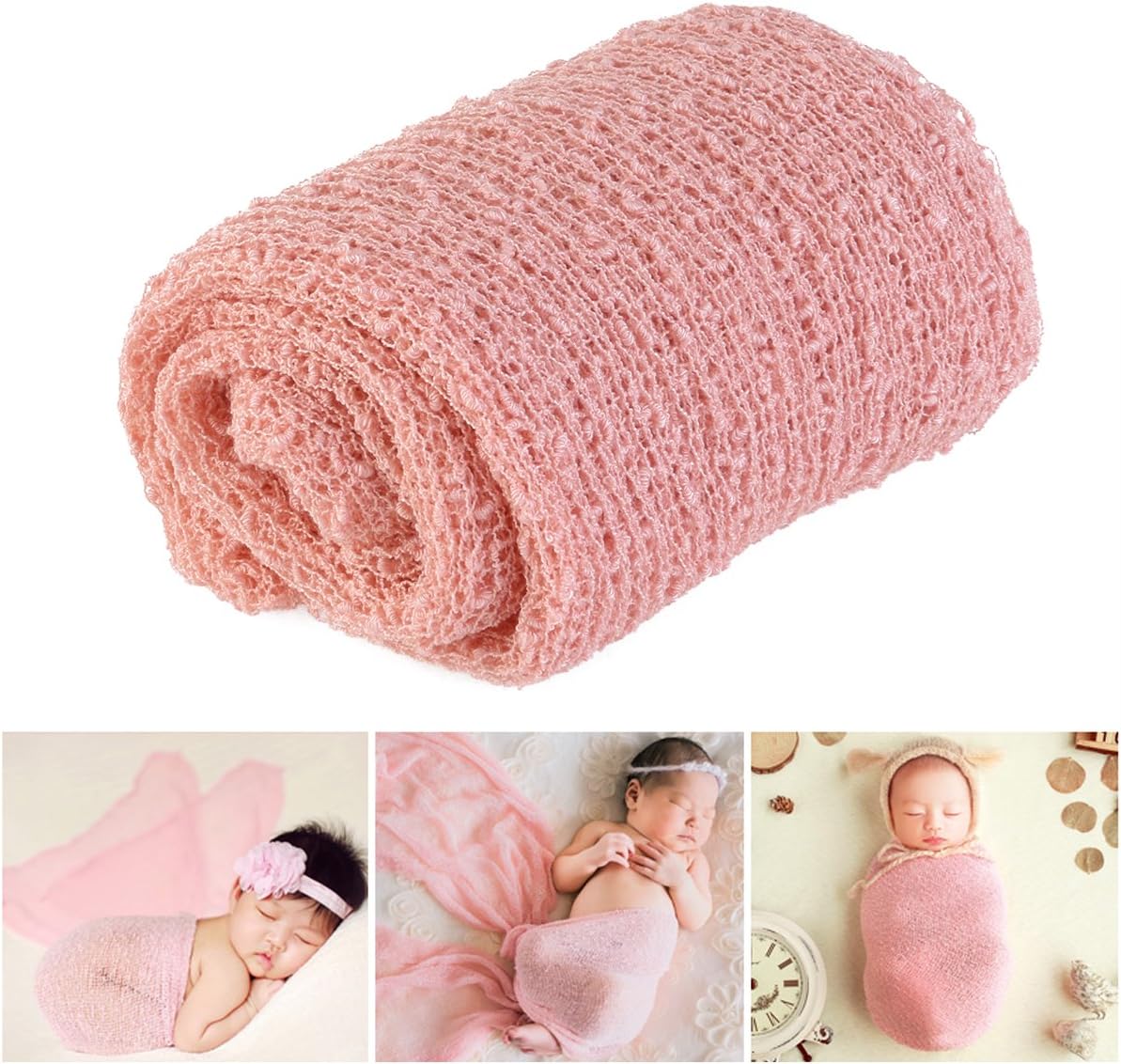 Tinksky Long Ripple Wrap, DIY Newborn Baby Photography Wrap-Baby Photo Props Favors (Snow Tooth-Colored)