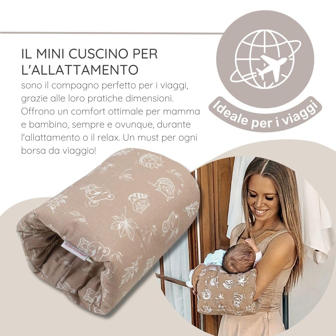 HOBEA-Germany Mini cuscini per allattamento Cuscini per allattamento in viaggio e per gli spostamenti in diversi modelli (Mussola grigio chiaro)