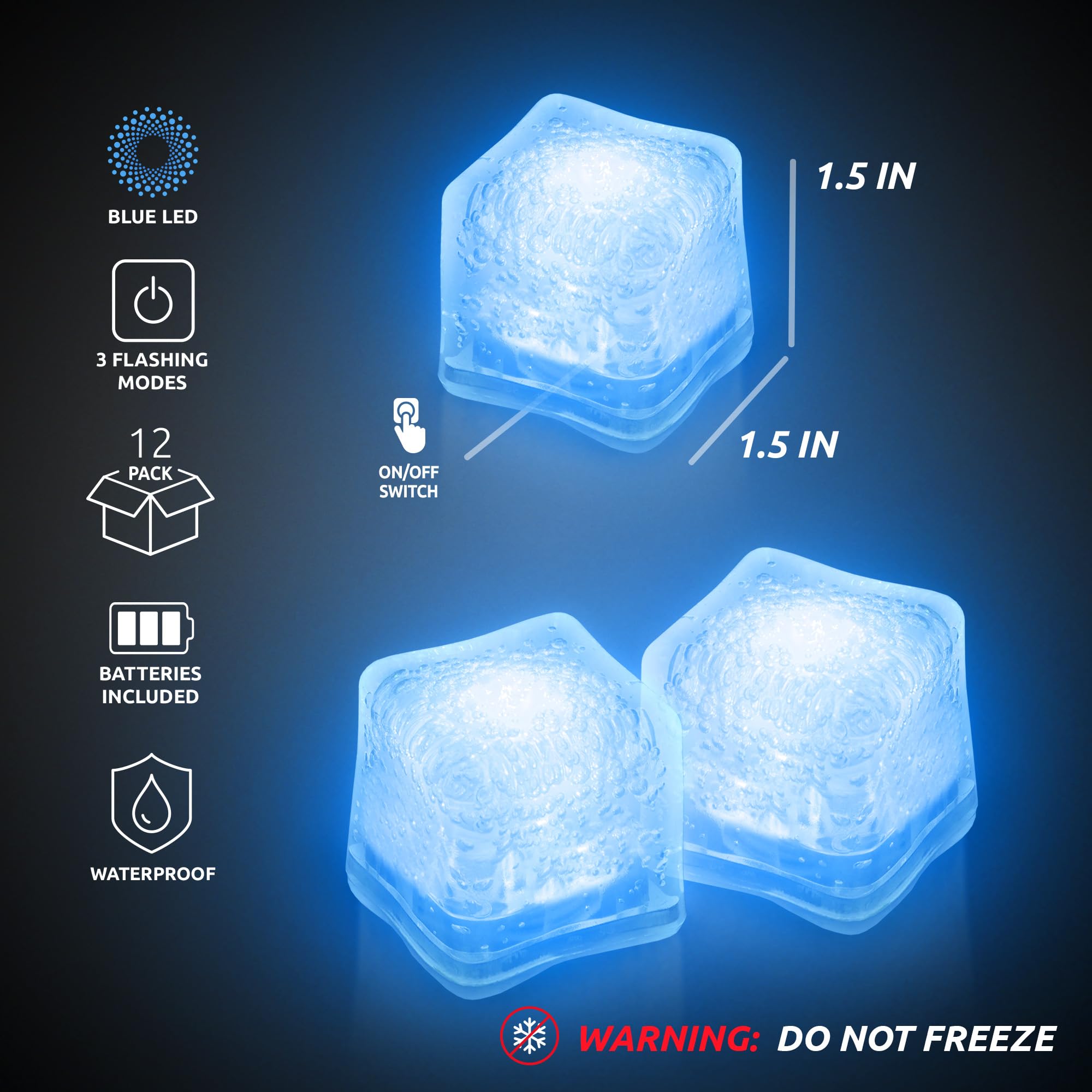 Amazon.com: Windy City Novelties 12-Pack Blue LED Ice Cubes with 6