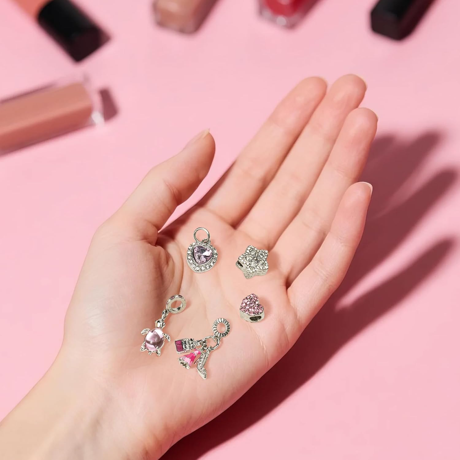 PANTIDE 11Pack Silver Spacer Beads Charms for Bracelets and Necklaces - Zinc Alloy Dangle Pendant DIY Jewelry, Birthday Christmas Gifts for Women - Image 4