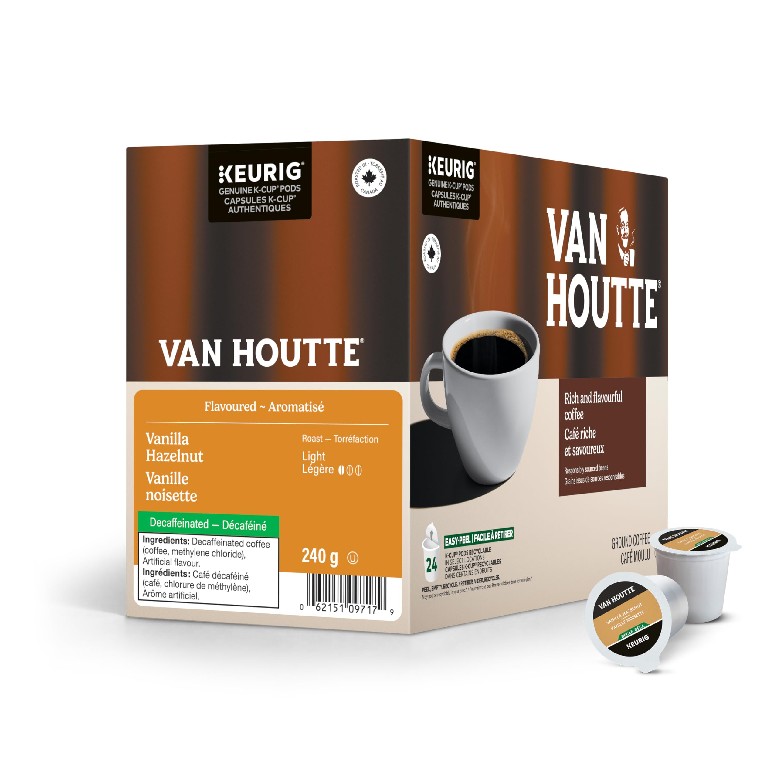 Van Houtte Vanilla Hazelnut Decaf K-Cup Coffee Pods, 24 Count For
