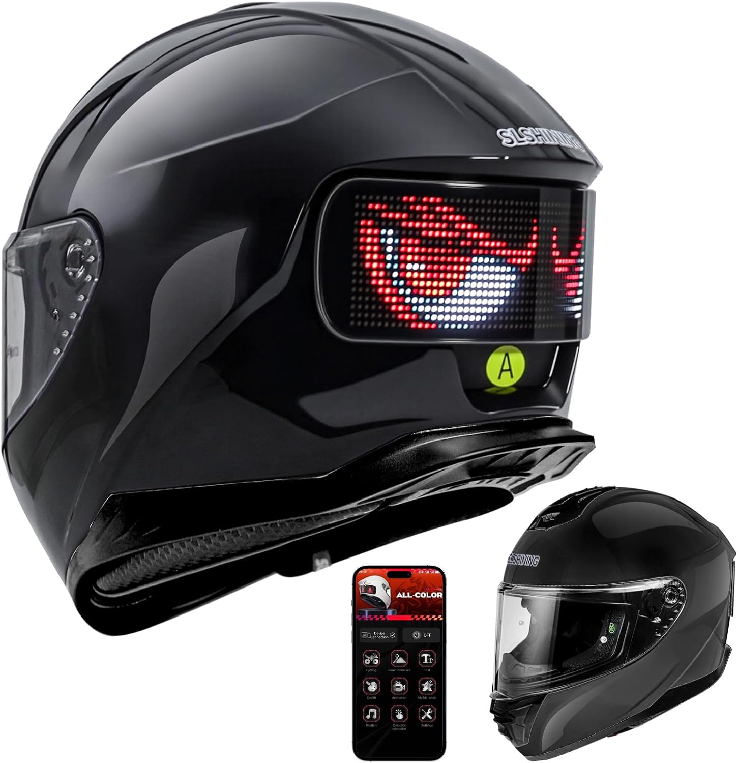 Motorcycle Helmet - DOT Approved Full Face Helmet (Smart App Control)