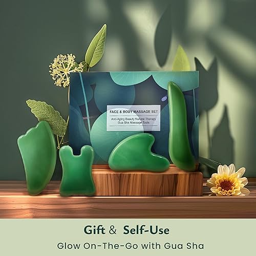 Vista 6 de Rena Chris Herramienta de masaje Guasha, 4 herramientas faciales Gua Sha, tablero de guasha para terapia de acupuntura de spa, tratamiento de punto