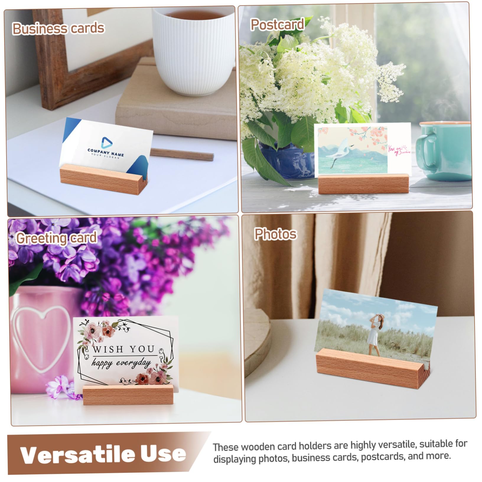 ULTECHNOVO Porte-Cartes Supports de Numéro de Table Lot de 20 Surface Lisse en Bois Naturel Bords Vifs pour Maison et Fêtes