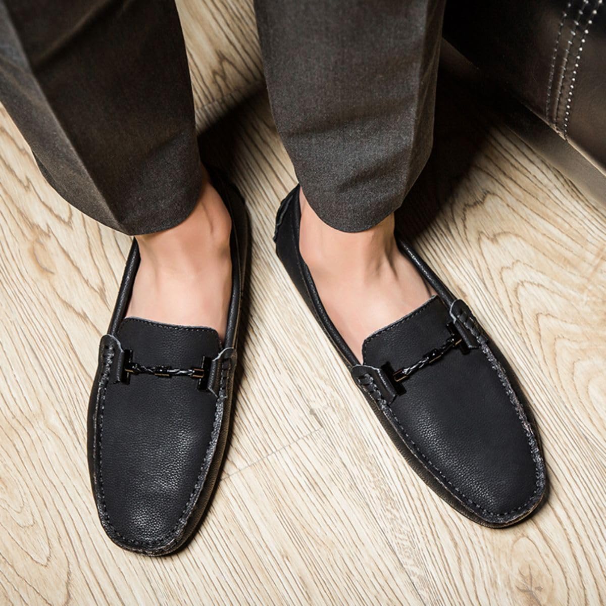 Mocasines para Hombre de Cuero Moda Slip-on Shoes Driver Shoes Casual Flat Shoes 38-49 EU