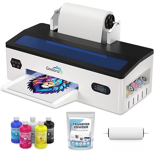 Godora A3 DTF Printer - A3 DTF Transfer Printing Machine, Direct to Film Printer with White Ink Circulation System, DIY Print for Dark and Light Clothing