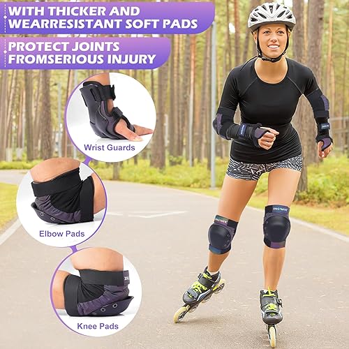 Miniatura 2 de Equipo de protección para patinaje para adultos, rodilleras para mujereshombresjóvenes, rodilleras y coderas para adultos con protectores de muñeca