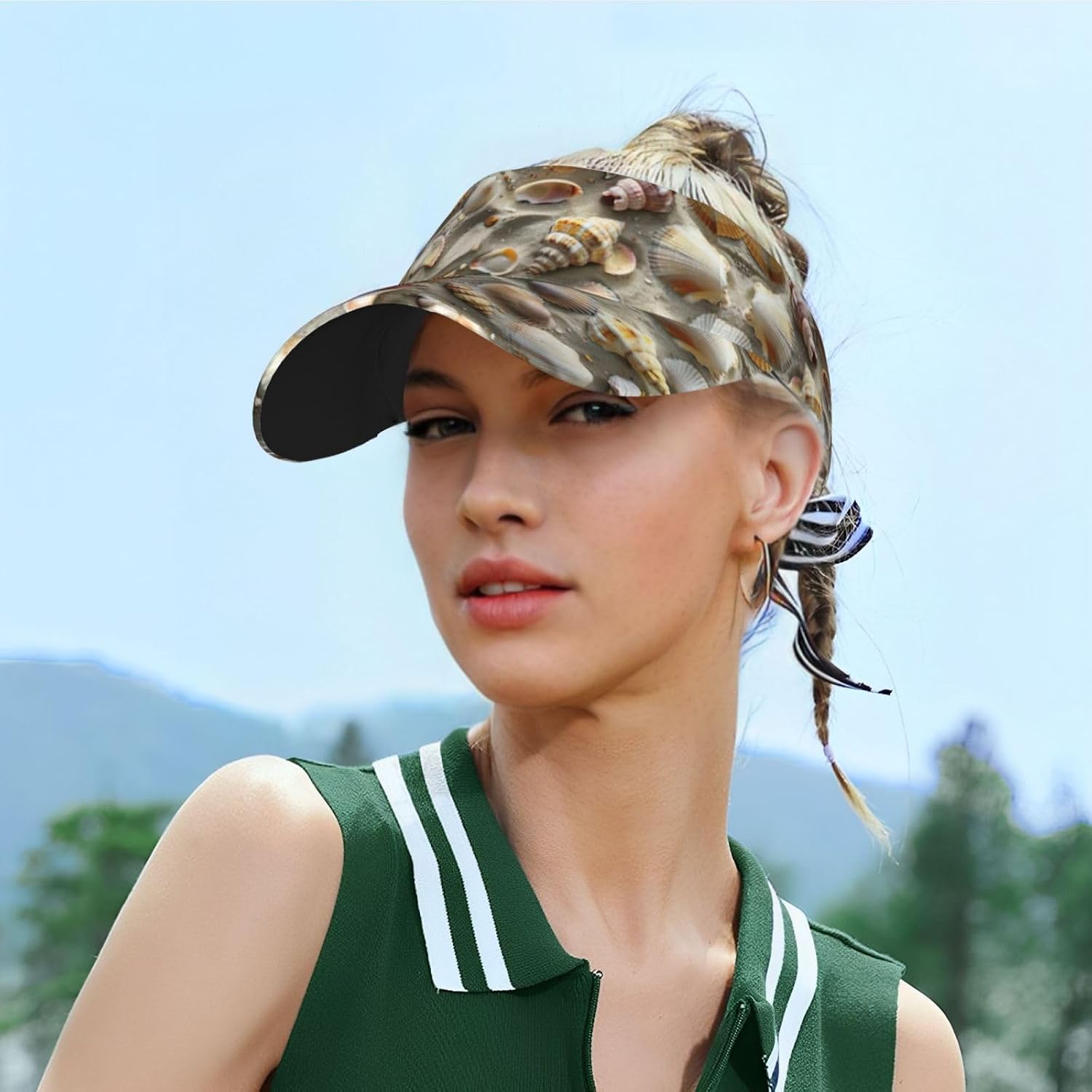 Seashells Sand Print Sport Sun Visor Hats Adjustable Empty Top Baseball Cap Women and Men Sun Visor Hat